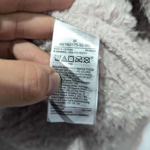 Gap Beige Sherpa Zip-Up Sweater With Pockets! Cottagecore Women's M 26.5 Inches - Picture 4 of 7